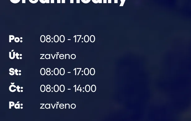 Úřední hodiny registru vozidel Benešov — náhled z oficiálního webu