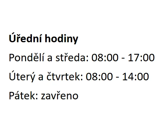 Úřední hodiny registru vozidel Boskovice — náhled z oficiálního webu
