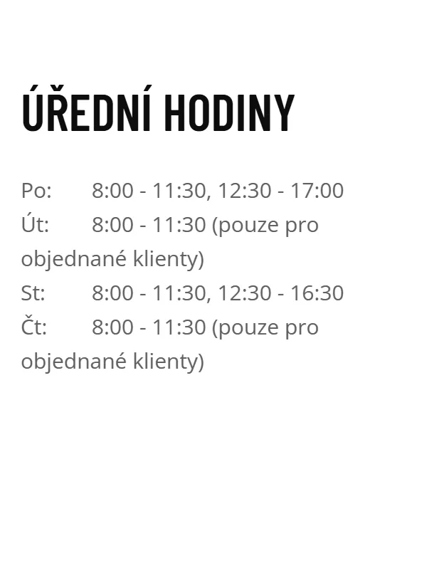 Úřední hodiny registru vozidel Český Těšín — náhled z oficiálního webu