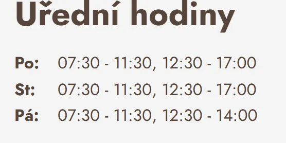 Úřední hodiny registru vozidel Dobříš — náhled z oficiálního webu