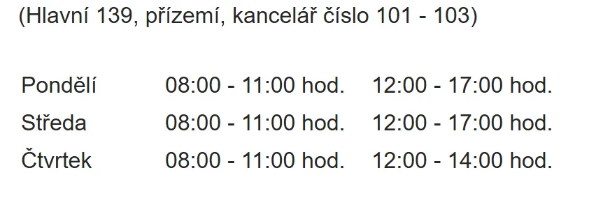 Úřední hodiny registru vozidel Frýdlant nad Ostravicí — náhled z oficiálního webu
