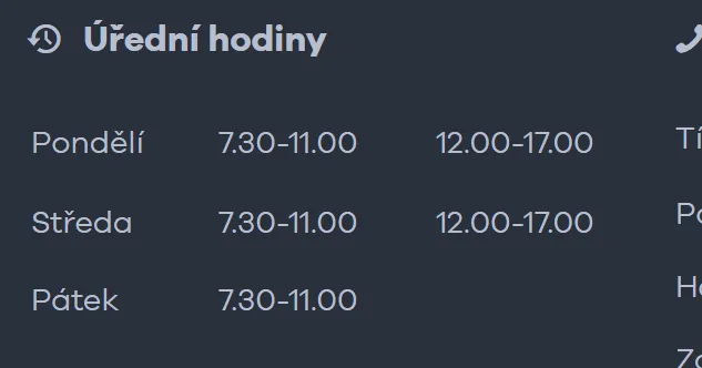 Úřední hodiny registru vozidel Horažďovice — náhled z oficiálního webu