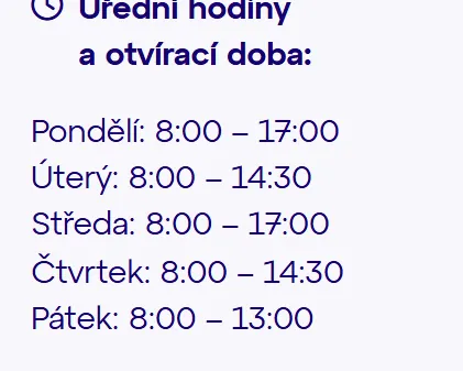 Úřední hodiny registru vozidel Humpolec — náhled z oficiálního webu
