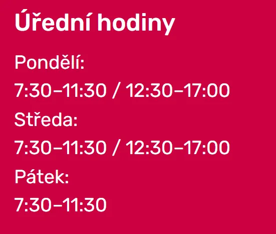 Úřední hodiny registru vozidel Kralovice — náhled z oficiálního webu