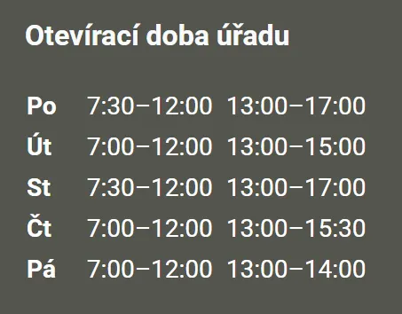 Úřední hodiny registru vozidel Kroměříž — náhled z oficiálního webu