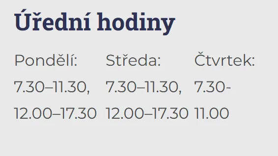 Úřední hodiny registru vozidel Nepomuk — náhled z oficiálního webu