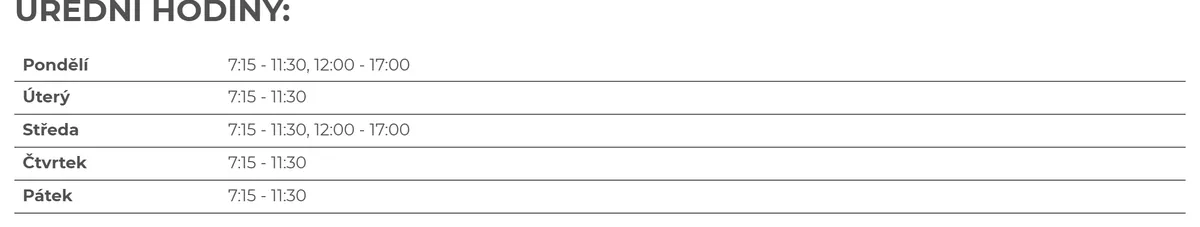 Úřední hodiny registru vozidel Svitavy — náhled z oficiálního webu
