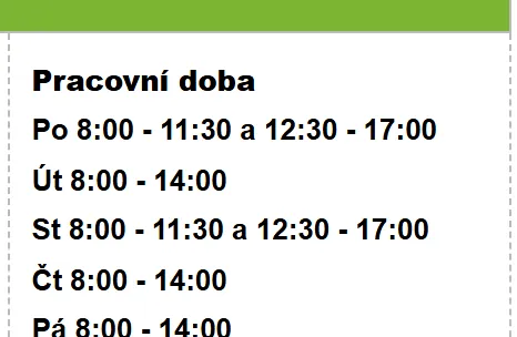 Úřední hodiny registru vozidel Trutnov — náhled z oficiálního webu