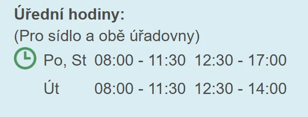 Úřední hodiny registru vozidel Vlašim — náhled z oficiálního webu