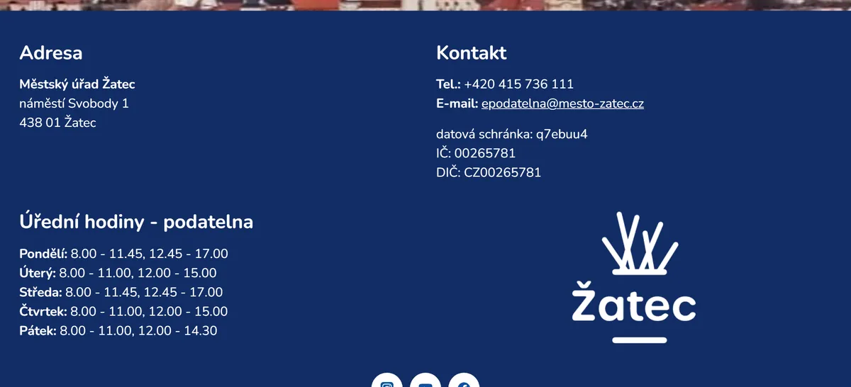 Úřední hodiny registru vozidel Žatec — náhled z oficiálního webu